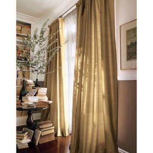 Pottery Barn Wheat Dupioni 100% Silk Drapes (2)